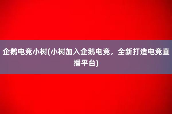 企鹅电竞小树(小树加入企鹅电竞，全新打造电竞直播平台)