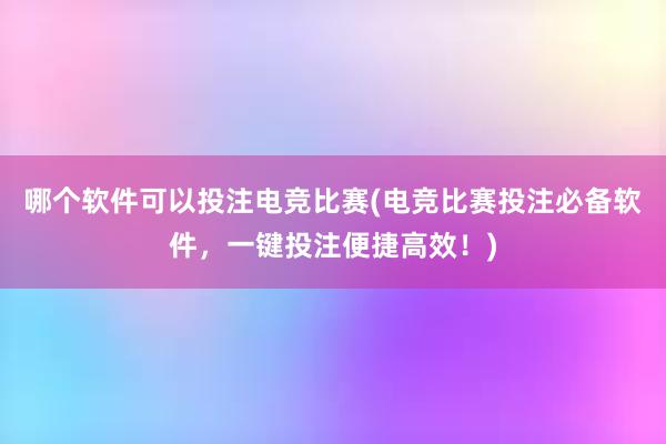 哪个软件可以投注电竞比赛(电竞比赛投注必备软件，一键投注便捷高效！)