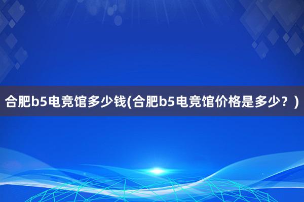 合肥b5电竞馆多少钱(合肥b5电竞馆价格是多少？)