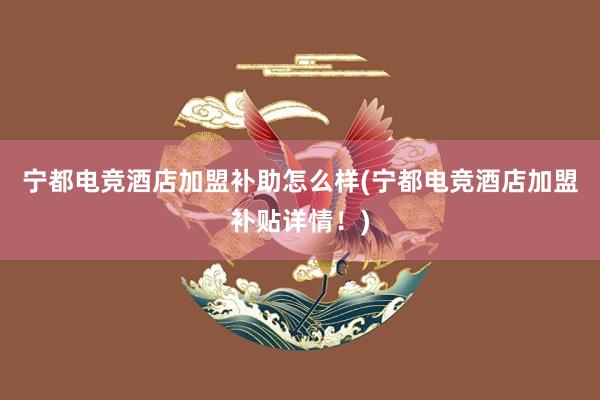 宁都电竞酒店加盟补助怎么样(宁都电竞酒店加盟补贴详情！)