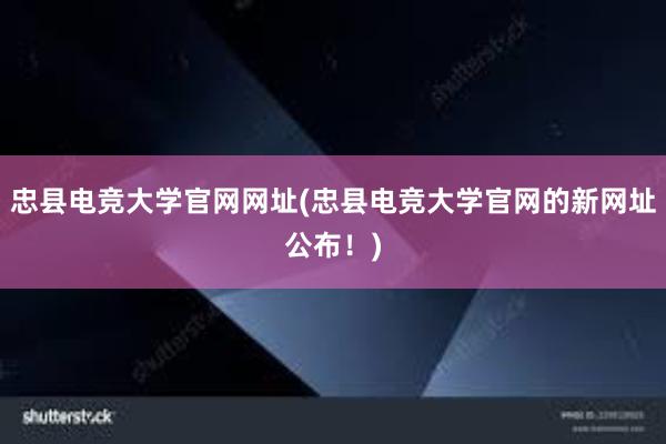 忠县电竞大学官网网址(忠县电竞大学官网的新网址公布！)