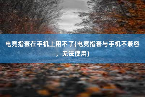 电竞指套在手机上用不了(电竞指套与手机不兼容，无法使用)