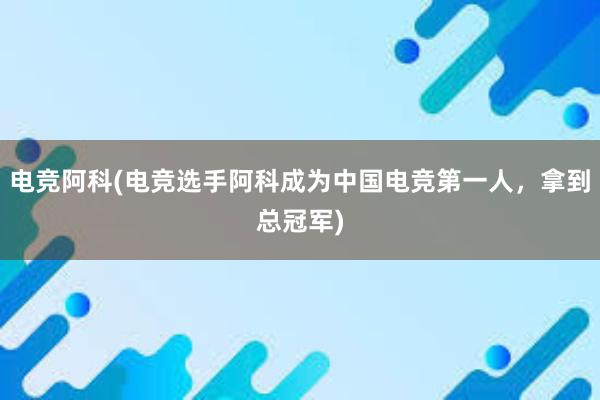 电竞阿科(电竞选手阿科成为中国电竞第一人，拿到总冠军)