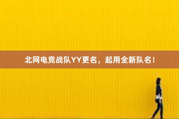 北网电竞战队YY更名，起用全新队名！