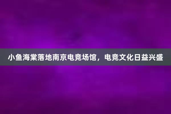 小鱼海棠落地南京电竞场馆，电竞文化日益兴盛