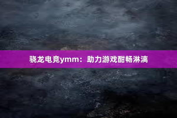 骁龙电竞ymm：助力游戏酣畅淋漓